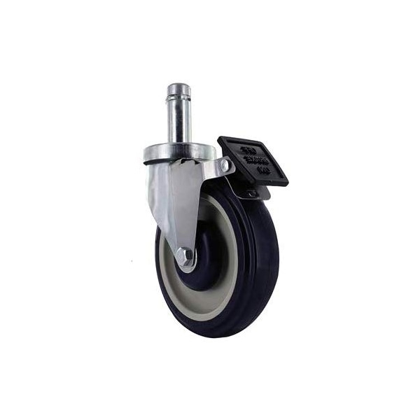 Universal Steel Wire Post Shelving Caster, 5" Polyurethane Wheel,